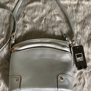MFK Collection Silver Crossbody Bag Purse